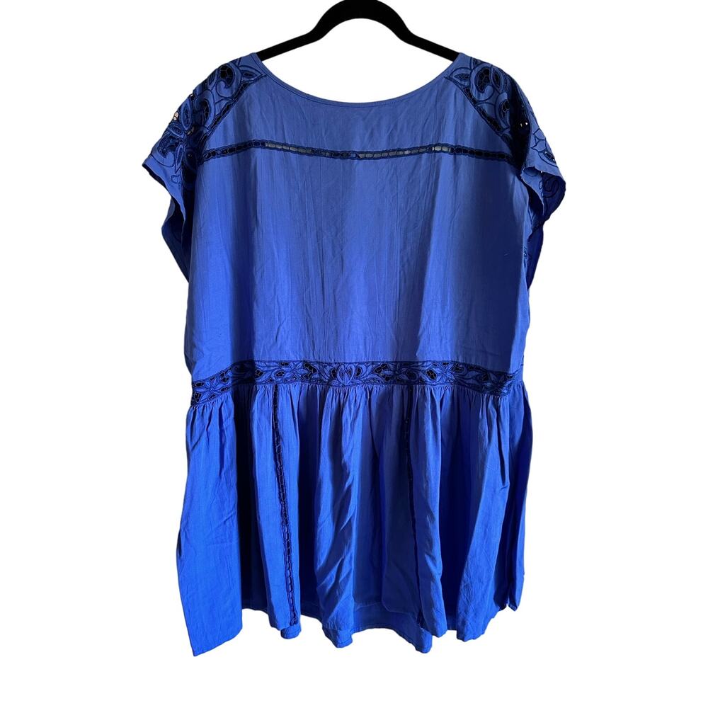 Free People Battenburg Lace Tunic Open Back Flowy Top Size Small